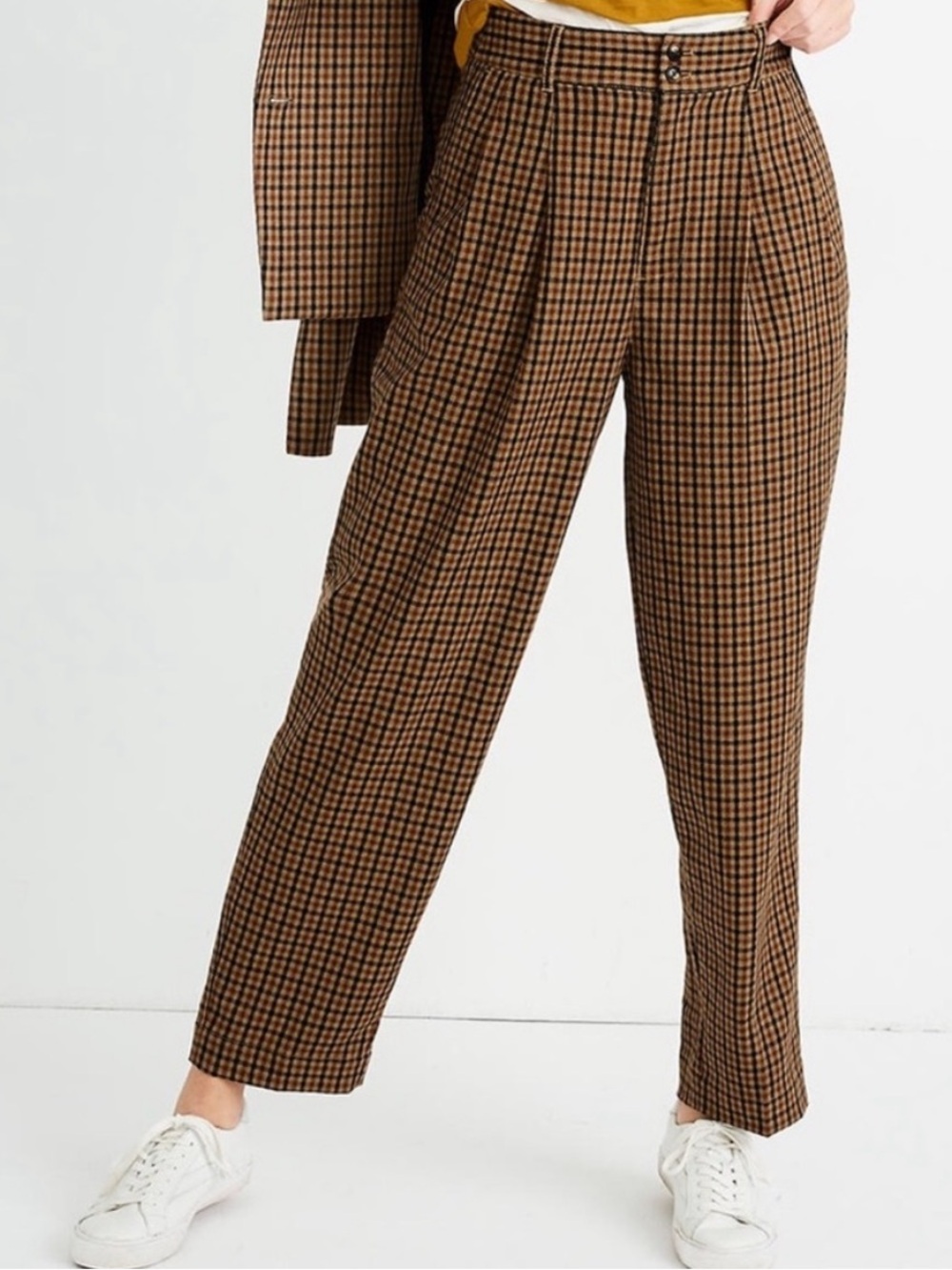 Madewell Pleated Taper Plaid Trouser Pant size 2